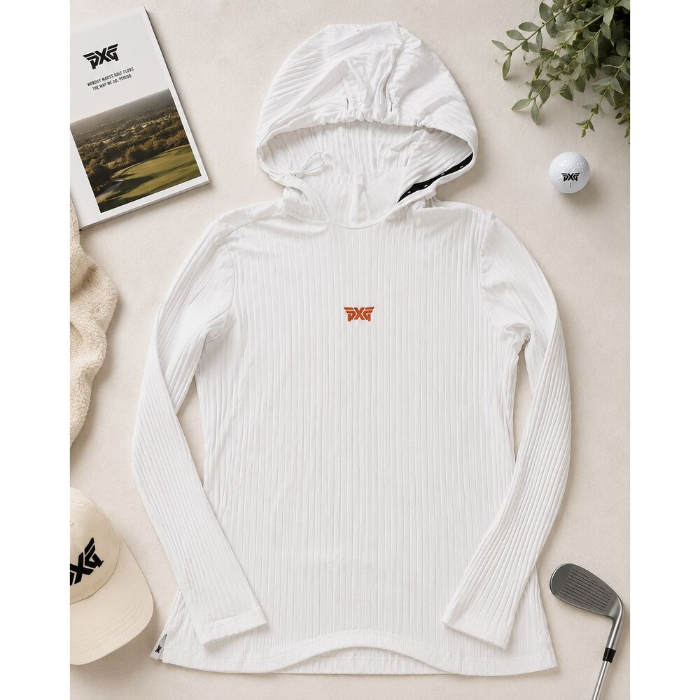 PXG Women's Size S White Ribbed Pullover Hoodie Golf Top WS22ATH2-01WH